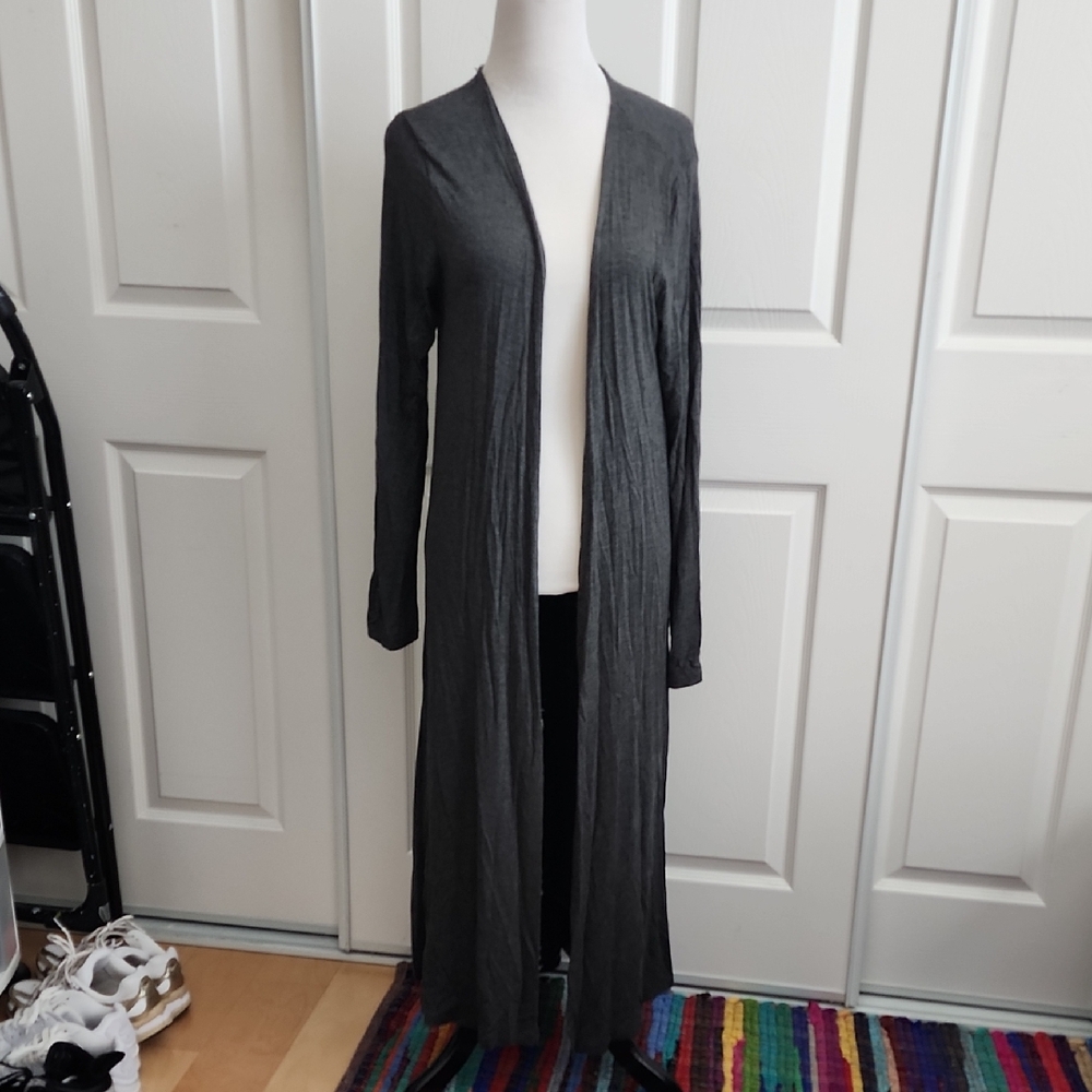 Gray Women's Long Cardigan Sweater